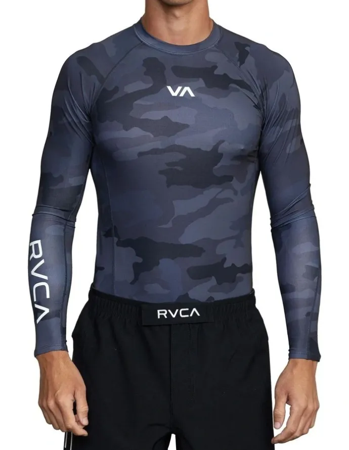 RVCA VA Sport Long Sleeve Rashguard in Black Camo