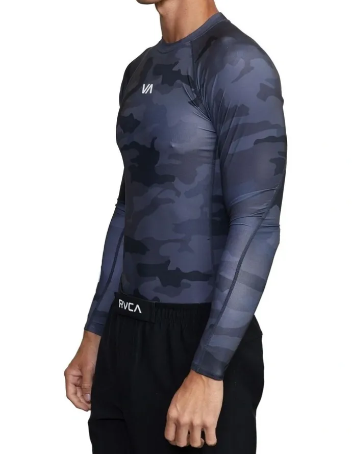 RVCA VA Sport Long Sleeve Rashguard in Black Camo