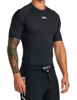 RVCA VA Sport Short Sleeve Rashguard in Black