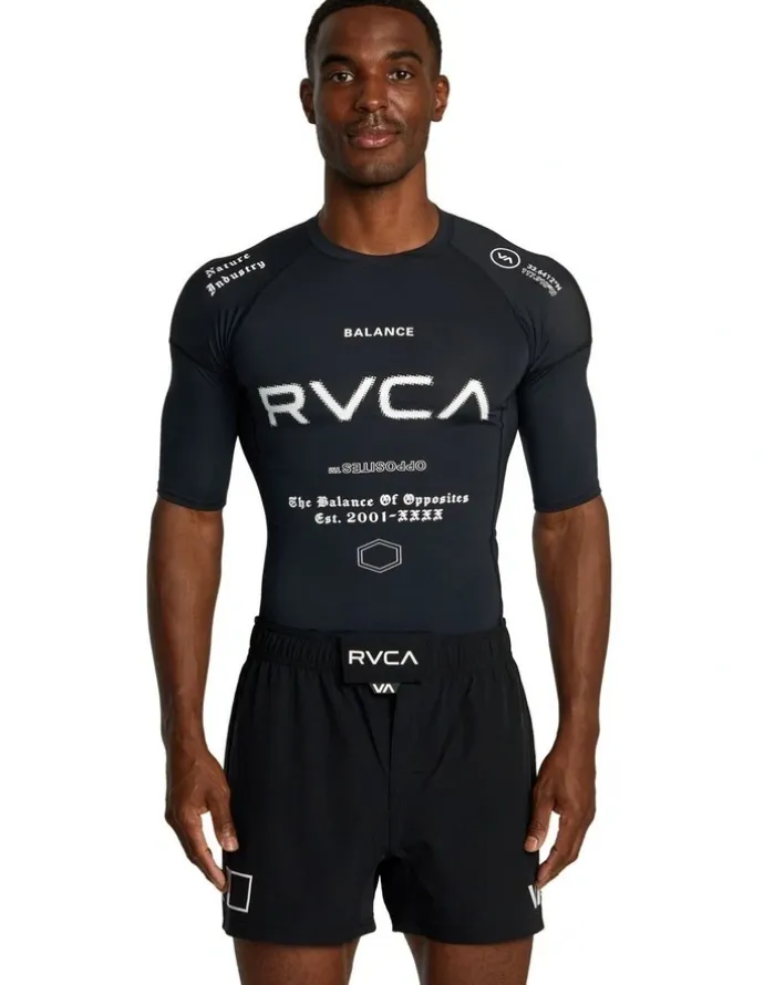 RVCA VA Sport Short Sleeve Rashguard in Black