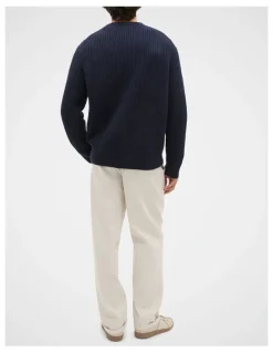 Seed Heritage Cable Crew jumper in Midnight Blue