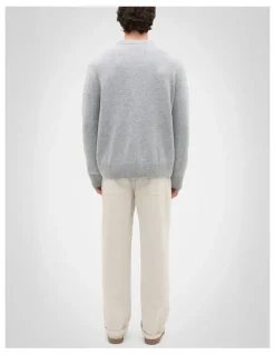 Seed Heritage Wool Crew Sweater in Mid Grey Marle