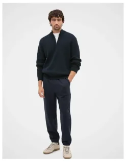 Seed Heritage 1/4 Zip Knit in Midnight Blue