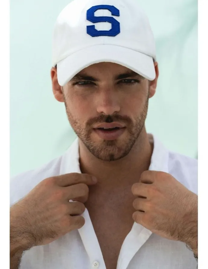 Shore Club College Letter Cap in White