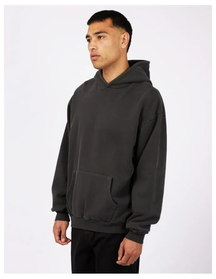 Silent Theory Box Hoodie in Washed Black