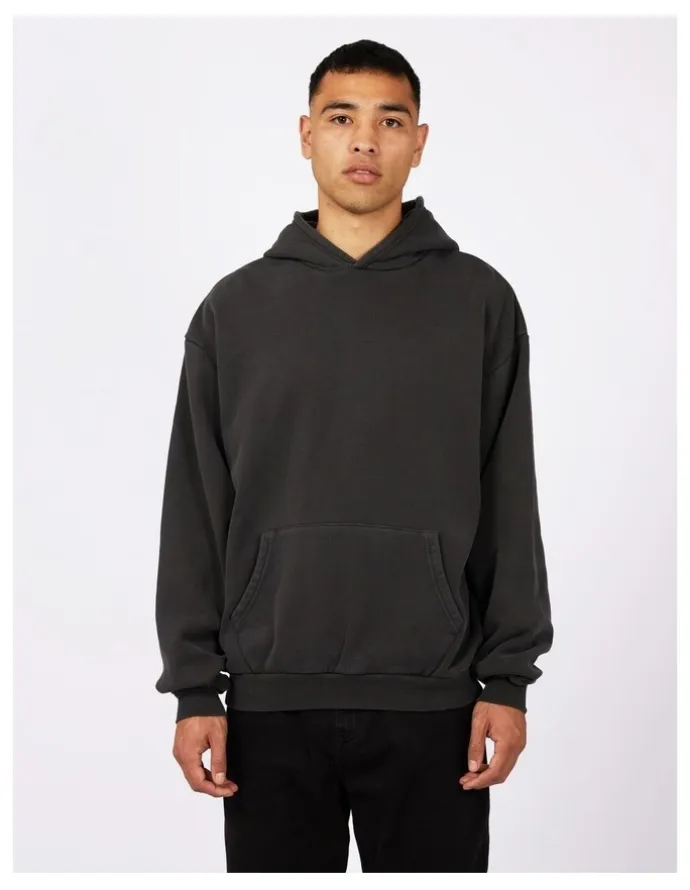 Silent Theory Box Hoodie in Washed Black