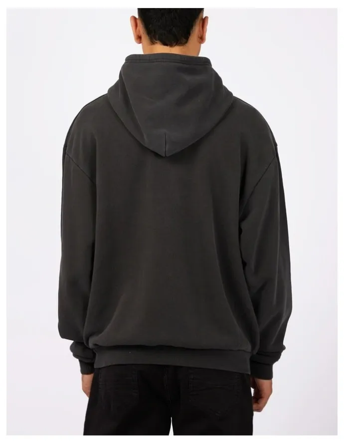 Silent Theory Box Hoodie in Washed Black