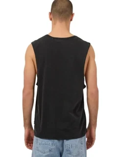 Silent Theory Classic Muscle Tee in Washed Black