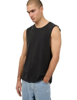 Silent Theory Classic Muscle Tee in Washed Black