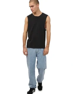 Silent Theory Classic Muscle Tee in Washed Black