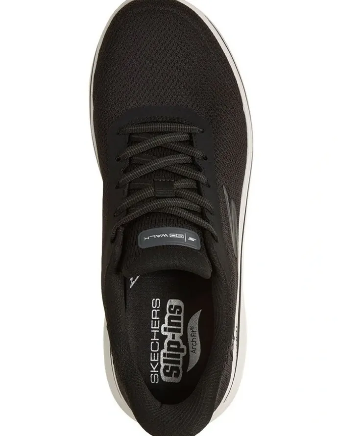 Skechers Go Walk Arch Fit N-Joy Sneaker in Black/White