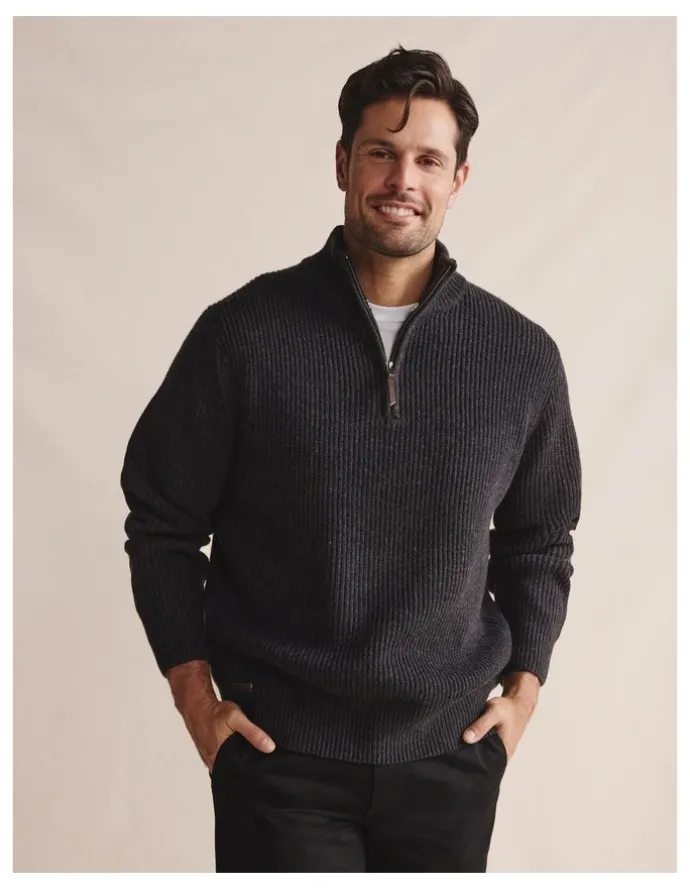 S.Kidman Bright Quarter Zip Knit Sweater 1KNM00194 in Grey
