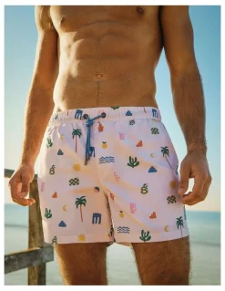 Skwosh Zesty Zorba Swim Short in Ecru
