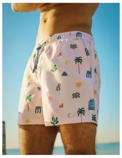 Skwosh Zesty Zorba Swim Short in Ecru