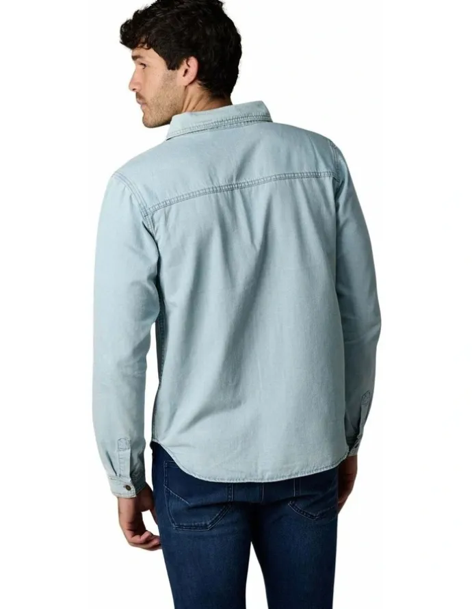 Society of Wolves Long Sleeve Denim Shirt Light Wash