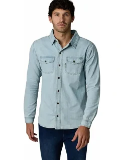 Society of Wolves Long Sleeve Denim Shirt Light Wash