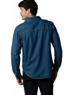 Society of Wolves Long Sleeve Denim Shirt Dark Wash