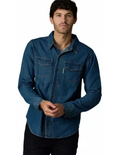Society of Wolves Long Sleeve Denim Shirt Dark Wash