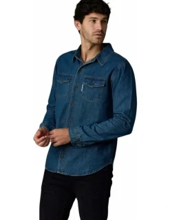 Society of Wolves Long Sleeve Denim Shirt Dark Wash