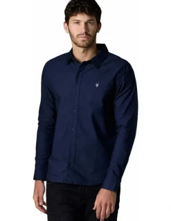 Society of Wolves Long Sleeve Oxford Shirt in Navy