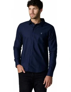 Society of Wolves Long Sleeve Oxford Shirt in Navy