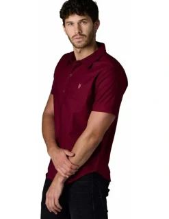 Society of Wolves Short Sleeve Oxford Shirt Bordeaux