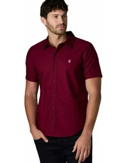 Society of Wolves Short Sleeve Oxford Shirt Bordeaux