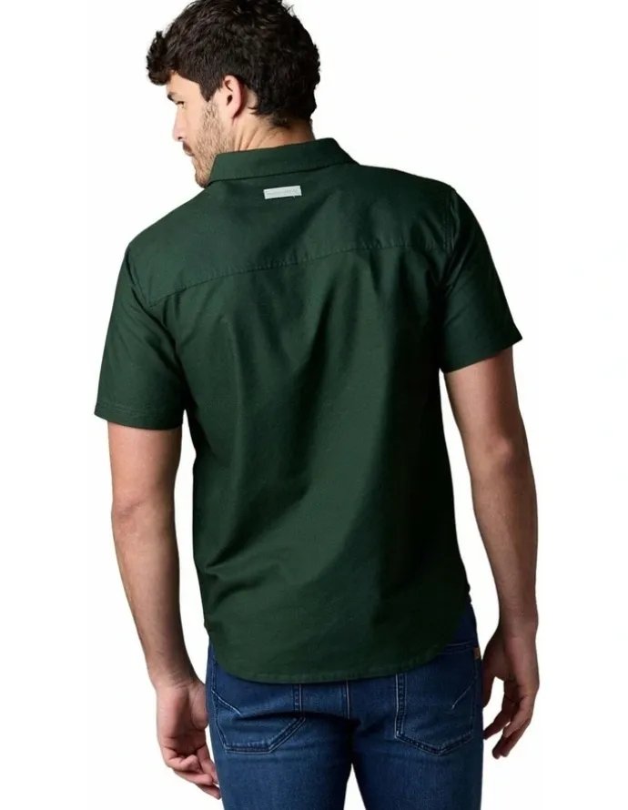 Society of Wolves Short Sleeve Oxford Shirt in Green