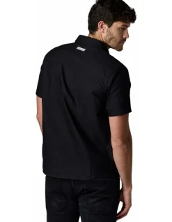Society of Wolves Short Sleeve Oxford Shirt in Black