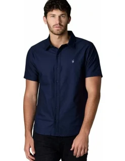 Society of Wolves Short Sleeve Oxford Shirt Navy