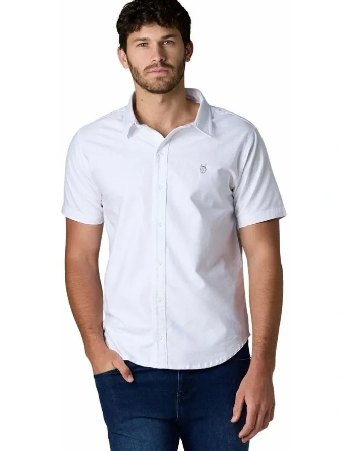 Society of Wolves Short Sleeve Oxford Shirt White