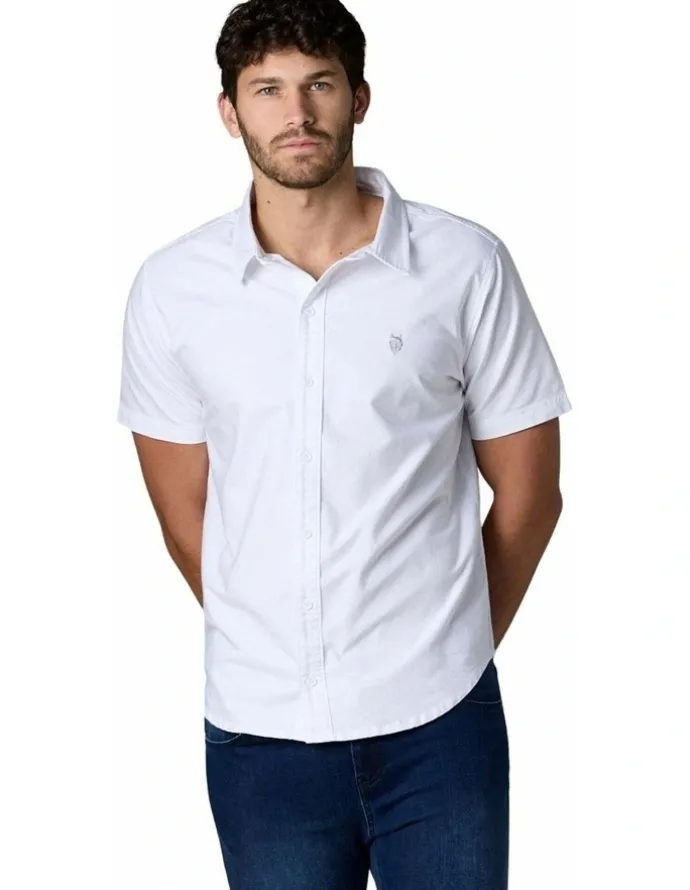 Society of Wolves Short Sleeve Oxford Shirt White