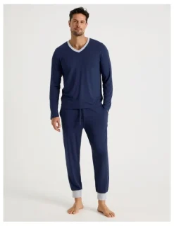 Soho Bamboo Knit Pyjama Set in Navy