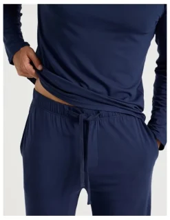 Soho Bamboo Knit Pyjama Set in Navy