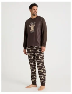 Soho Cosy Knit Pyjama Set in Paws Print