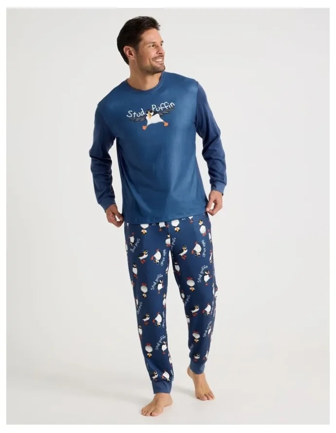 Soho Cosy Knit Pyjama Set in Stud Puffin Print