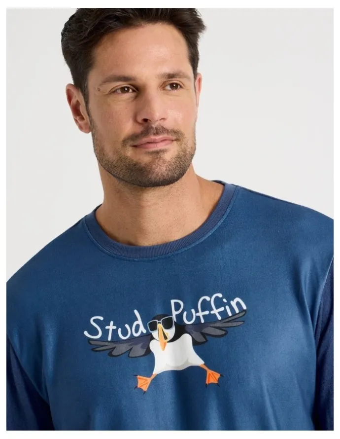 Soho Cosy Knit Pyjama Set in Stud Puffin Print
