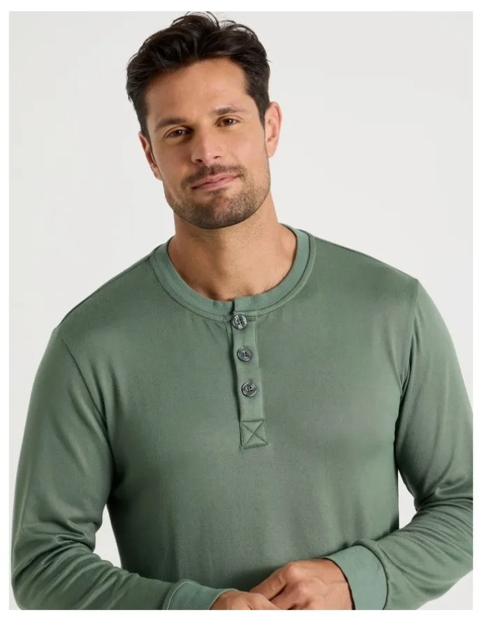 Soho Henley Check Cosy Knit Pyjama Set in Assorted