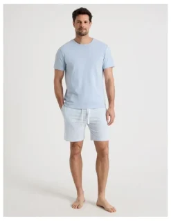 Soho Knit Pyjama Set in Blue and Light Blue Stripe