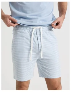 Soho Knit Pyjama Set in Blue and Light Blue Stripe