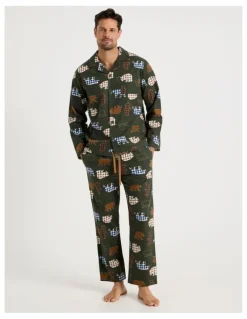 Soho Long Sleeve Flannelette Pyjama Set in Winter Bears