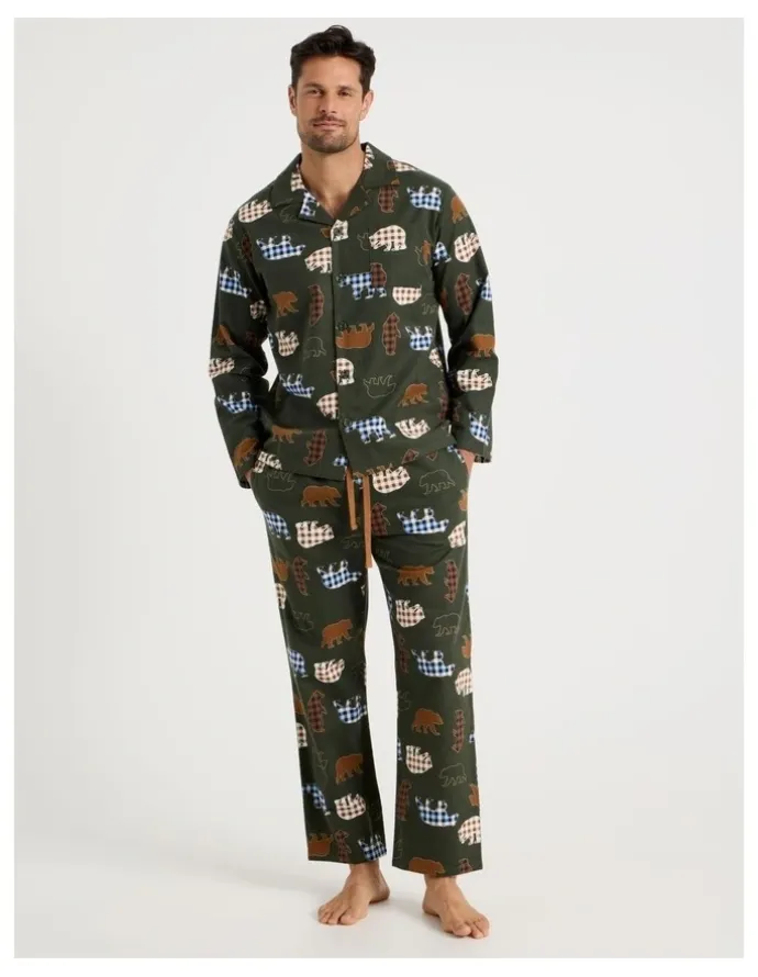 Soho Long Sleeve Flannelette Pyjama Set in Winter Bears