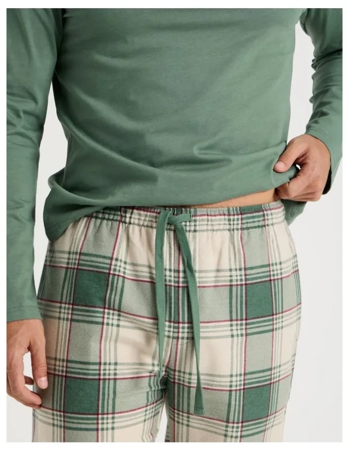 Soho Long Sleeve Tee and Flannelette Pant Pyjama Set in Winter Check