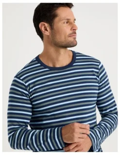 Soho Long Sleeve Tee and Jogger Knit Pyjama Set in Multi Stripe