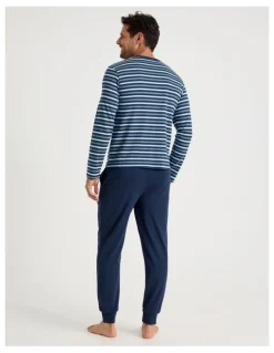 Soho Long Sleeve Tee and Jogger Knit Pyjama Set in Multi Stripe