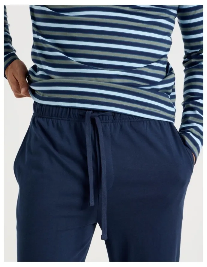 Soho Long Sleeve Tee and Jogger Knit Pyjama Set in Multi Stripe
