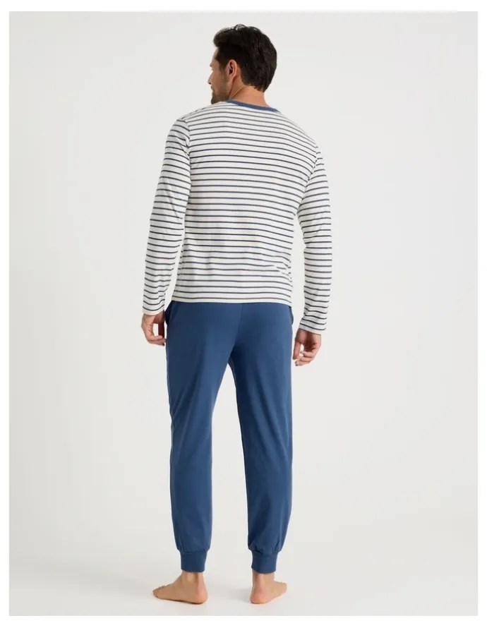 Soho Long Sleeve Tee and Jogger Knit Pyjama Set in Classic Stripe