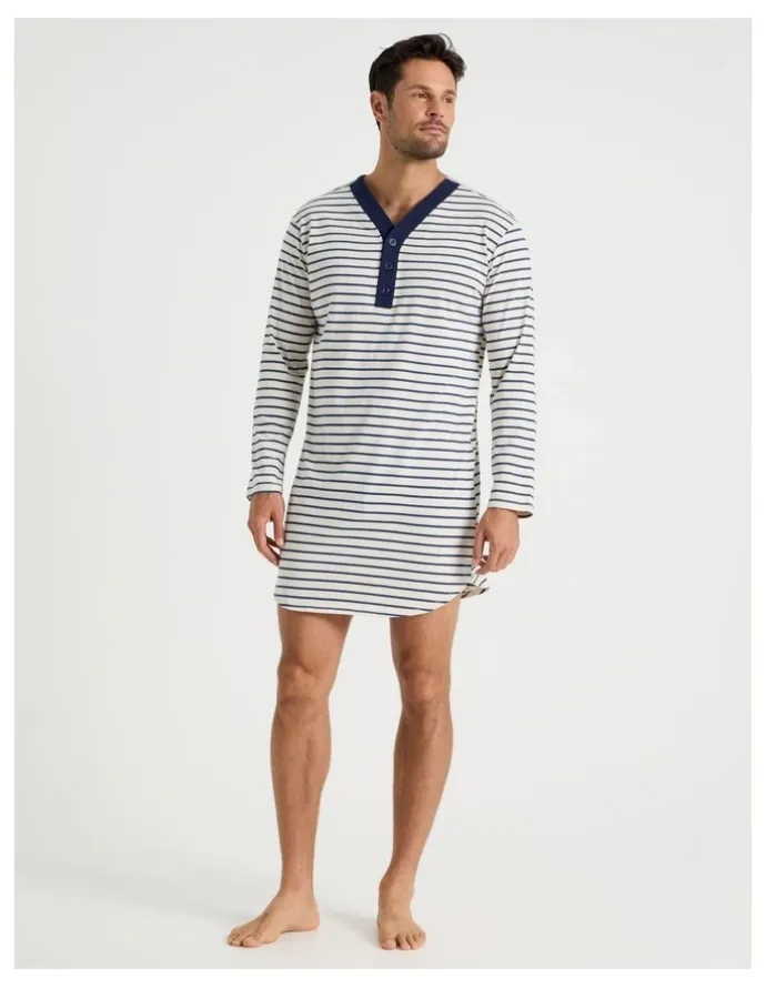 Soho Nightshirt in Black & White Stripe