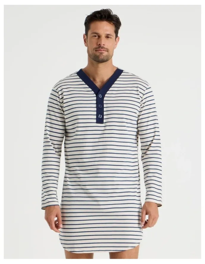 Soho Nightshirt in Black & White Stripe