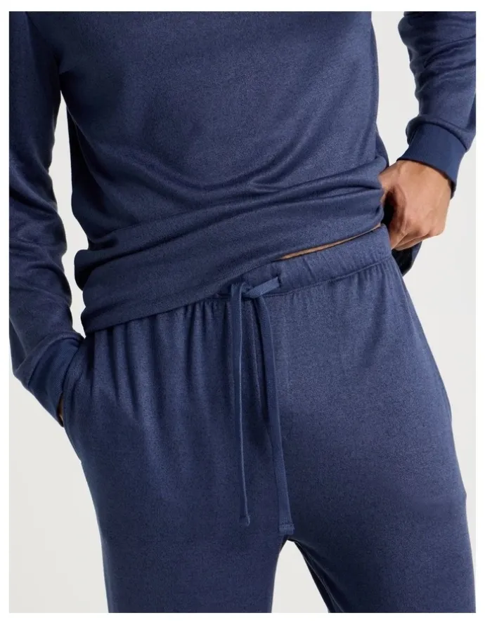 Soho Plain Cozy Knit PJ Set in Navy Marle